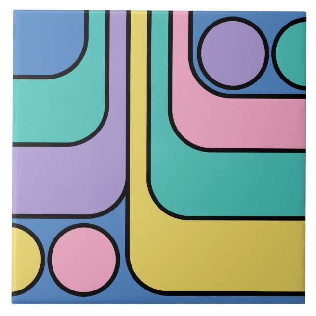 Streamline Moderne Retro Style Geometric Design Tile (Front)