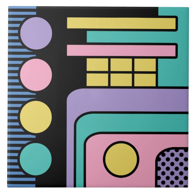 Streamline Moderne Retro Style Geometric Design Tile (Front)