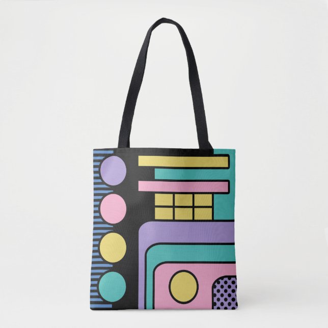 Streamline Moderne Retro Style Geometric Design Tote Bag (Front)