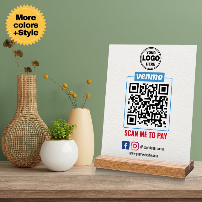 Streamline Payments with Custom Logo Venmo QR Code Acrylic Sign (Streamline Payments with Custom Logo Venmo QR Code Acrylic Sign)