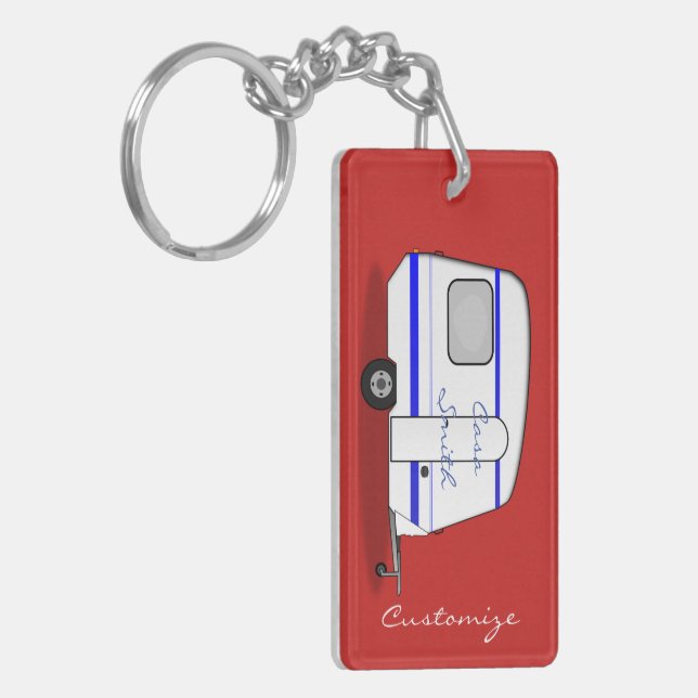 Streamlined small trailer gypsy caravan keychain (Front Left)