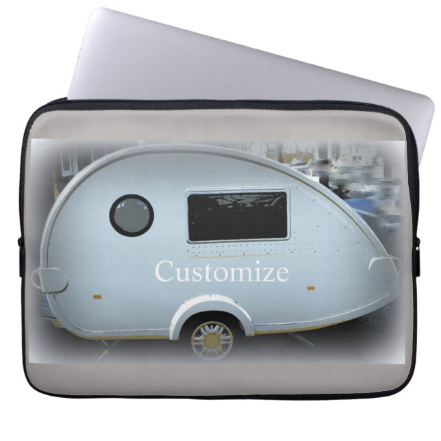 Streamlined teardrop trailer gypsy caravan  laptop sleeve (Front)