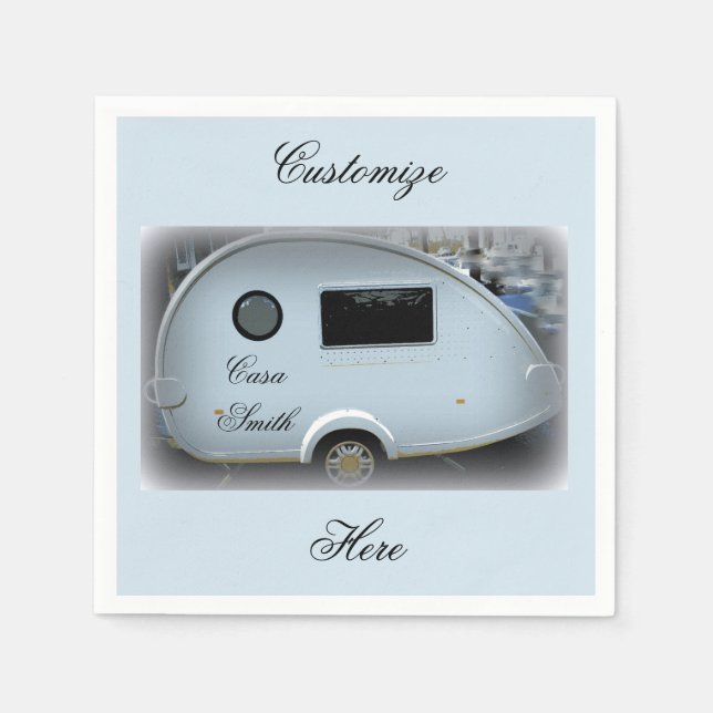 Streamlined teardrop trailer gypsy caravan napkin (Front)