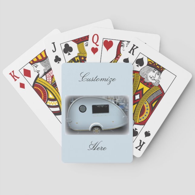Streamlined teardrop trailer gypsy caravan playing cards (Back)