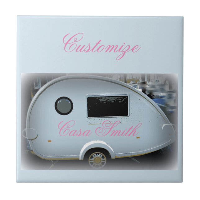 Streamlined teardrop trailer gypsy caravan tile (Front)
