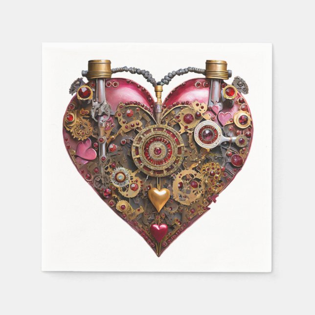 Streampunk Heart Ruby Valentine Napkin (Front)