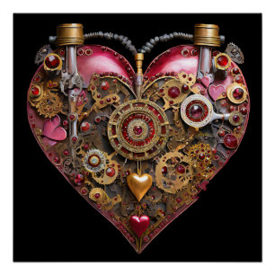 Streampunk Heart Ruby Valentine Poster