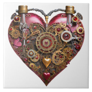 Streampunk Heart Ruby Valentine Tile