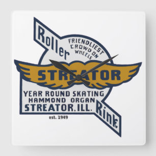 Streator Roller Skating Rink, Streator IL Square Wall Clock