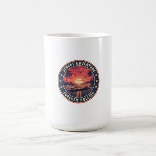 Street Adventure Skateboard & Palm Tree Sunset Bad Coffee Mug