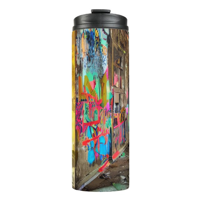 Street Art Abandoned Building Graffiti Thermal Tumbler (Front)