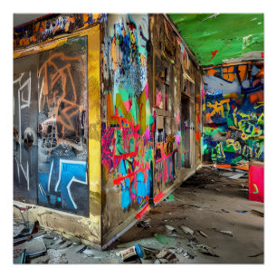 Street Art Abandoned Building Personalized Poster