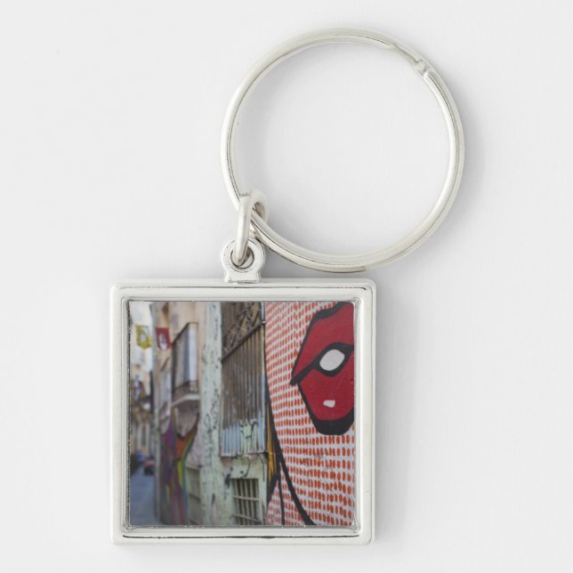 Street art on Calle de la Libertad street Keychain (Front)