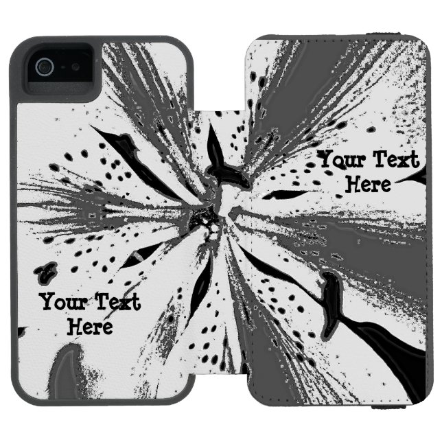 street art style black and white splashes abstract incipio iPhone wallet case (Folio Open)