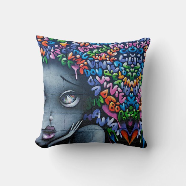 Street Art Throw Pillow (Front)