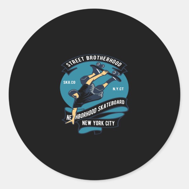 street brotherhood neighborhood skateboard classic round sticker (Front)
