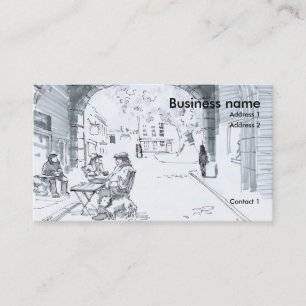 Street Cafe Drawing Business Card