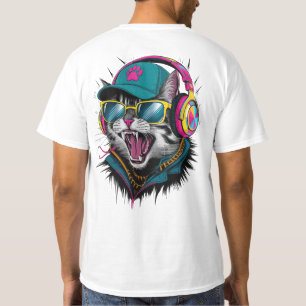 Street Cat DJ Attitude – Bold Streetwear Art T-Shirt