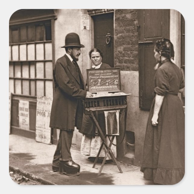 Street Doctor, 1876-77 (woodburytype) Square Sticker (Front)