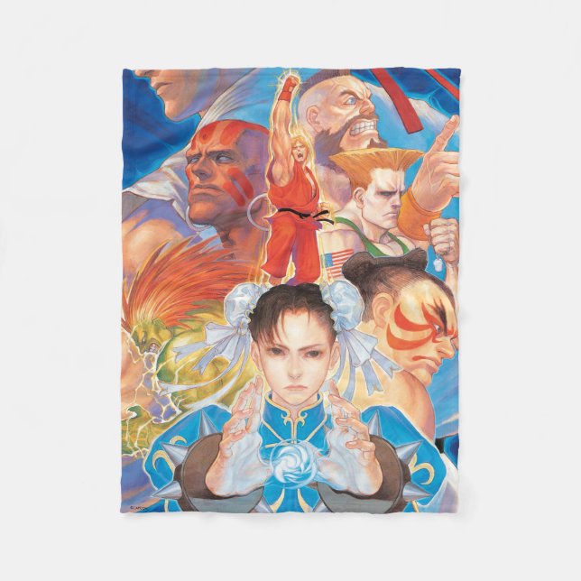 Street Fighter 2 Chun-Li Group Fleece Blanket (Front)