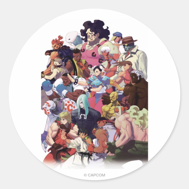 Street Fighter 3 Third Strike Cast Classic Round Sticker (Front)