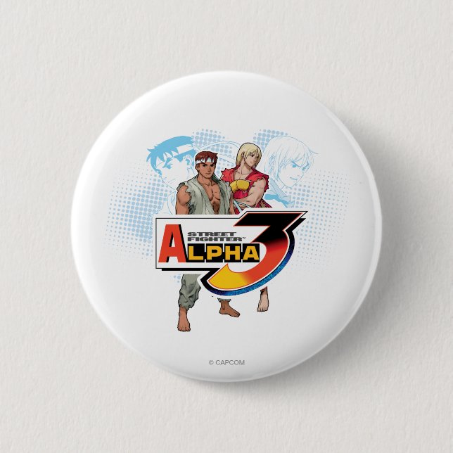 Street Fighter Alpha 3 Ken & Ryu 2 Inch Round Button (Front)