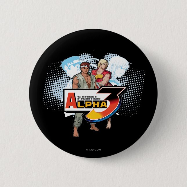 Street Fighter Alpha 3 Ken & Ryu 2 Inch Round Button (Front)