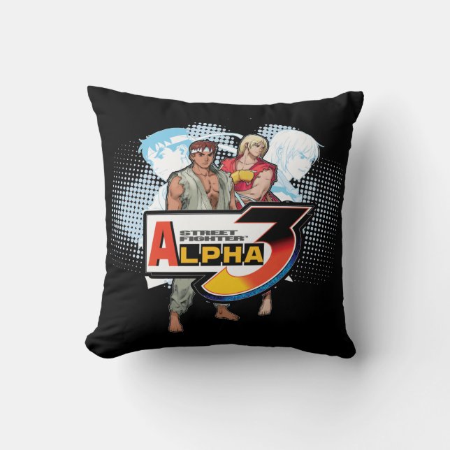 Street Fighter Alpha 3 Ken & Ryu 2 Throw Pillow (Front)