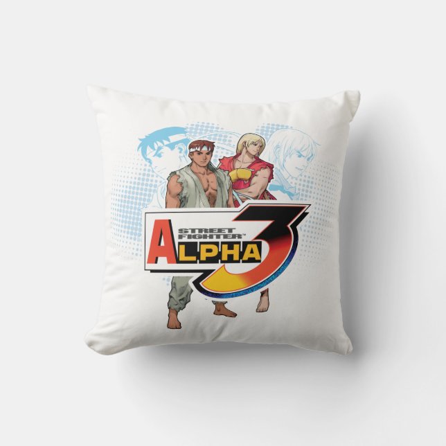 Street Fighter Alpha 3 Ken & Ryu Throw Pillow (Front)