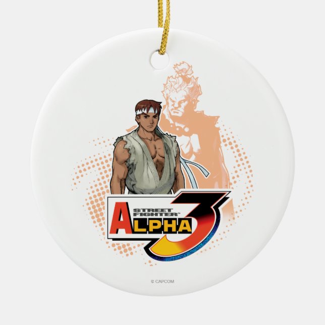 Street Fighter Alpha 3 Ryu & Akuma Ceramic Ornament (Front)