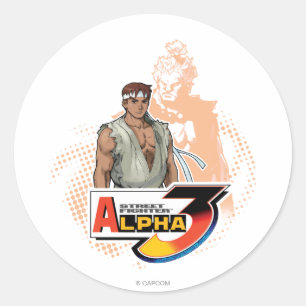 Street Fighter Alpha 3 Ryu & Akuma Classic Round Sticker
