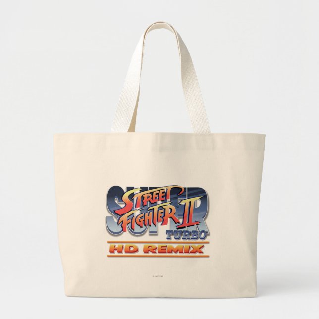 Street Fighter II Turbo HD Remix Logo Large Tote Bag (Front)