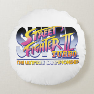 Street Fighter II Turbo UC Logo Round Pillow