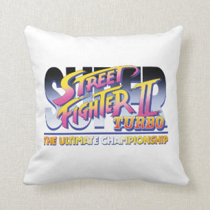 Street Fighter II Turbo UC Logo Throw Pillow