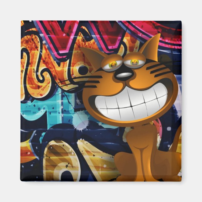 Street Graffiti Cat Magnet (Front)