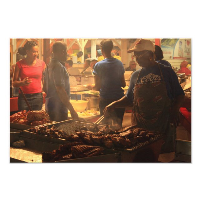 Street Grill at the Lolo's, Grand Case, St. Martin Photo Print (Front)