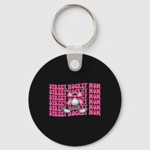 Street Hockey Mom Mama Mother's Day Pink Coquette Keychain