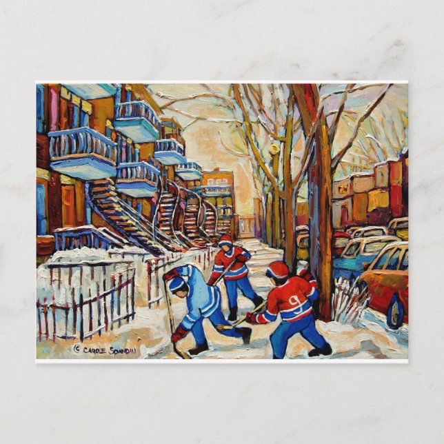 Street Hockey with 3 boys Postcard (Front)