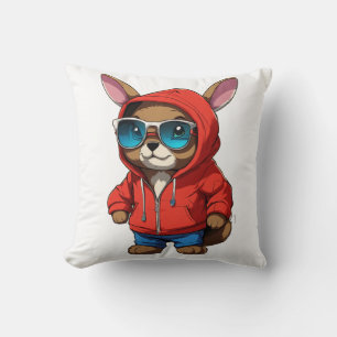 Street Hopper: Urban Bunny Vibes ,T-Shirt Throw Pillow