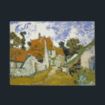 Street in Auvers-sur-Oise Vincent  van Gogh     Doormat<br><div class="desc">Street in Auvers-sur-Oise.  Vincent Willem van Gogh. Nice village landscape. Street of a small town with stone houses under red roofs. There are trees in the background. Clouds are running across the blue sky. Reproduction of famous works of art  images in the public domain.</div>