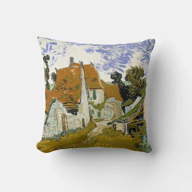 Street in Auvers-sur-Oise Vincent  van Gogh    Throw Pillow (Front)