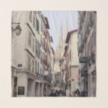 Street in Bayonne Scarf<br><div class="desc">The original photograph by ZoeSPEAK on this square Chiffon Scarf was taken in Bayonne, France, looking down one of the town's beautiful streets lined with shops and a view of the cathedral. The bayonet was invented in Bayonne.</div>