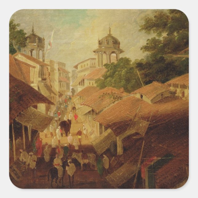 Street in Patna, c.1825 (oil on canvas) Square Sticker (Front)