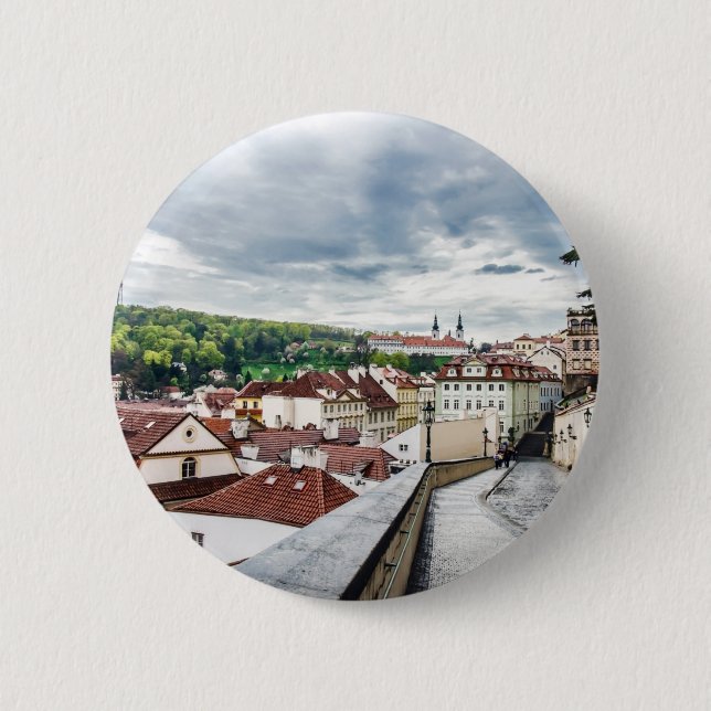 Street in Prague downtown 2 Inch Round Button (Front)