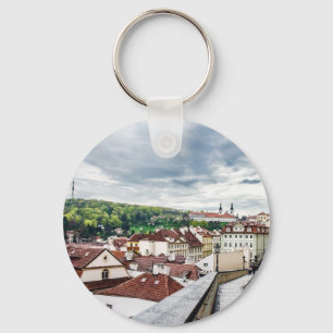 Street in Prague downtown Keychain