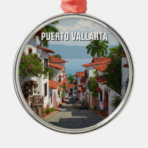 Street in Puerto Vallarta Mexico Travel Metal Ornament