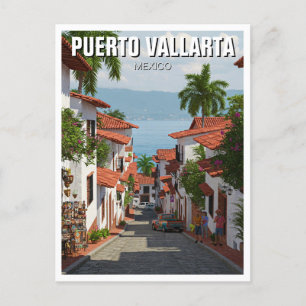 Street in Puerto Vallarta Mexico Travel Postcard