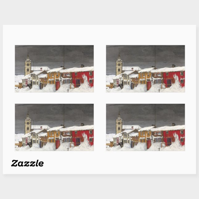 Street in Røros in Winter (1903)  Sticker (Sheet)