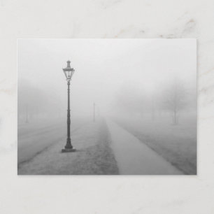 Street lamps in the fog postcard