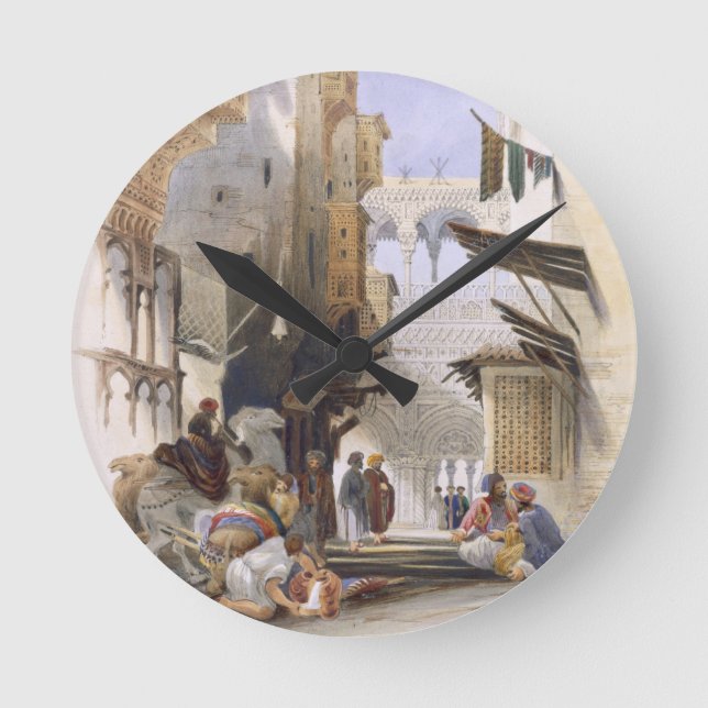 Street Leading to El Azhar, Grand Cairo, pub. 1846 Round Clock (Front)